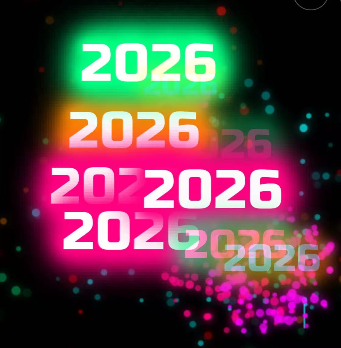 不可编辑，2026 新年，屏幕点多 烟花也是多的